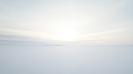 Serene Winter Landscape Under Soft Blue Sky and Bright Light with Vast Snowy Ground in Calm Atmosphere