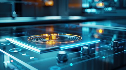 Futuristic digital interface with glowing elements