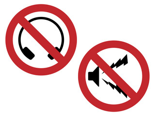 音漏れ／大音量禁止マークのベクターイラスト