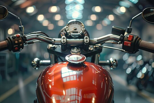 Close-up view of a stylish motorcycle handlebar - Powered by Adobe