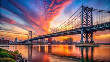 Stunning Sunset Over Franklin Bridge with Picturesque Sky Colors