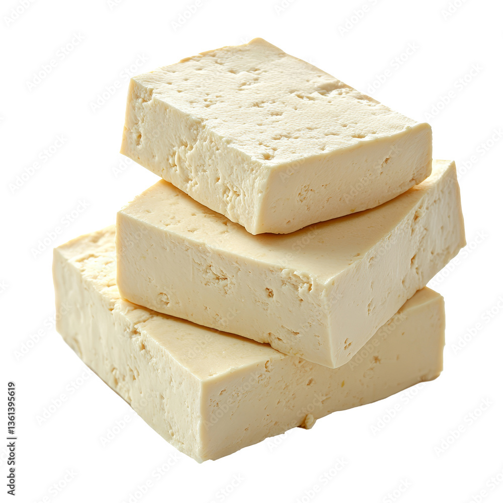 Aufkleber fresh block of tofu stacked on a transparent background ready for cooking and meal preparation, tofu
