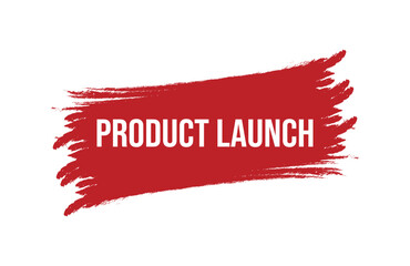 Brush style product launch red banner design isolated on white background.