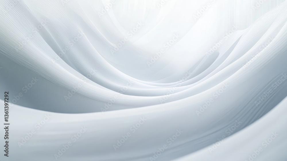 Poster soft and ethereal white fabric flowing gently in abstract background with delicate texture and subtl