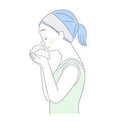 洗顔をする女性