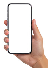 Hand Holding Smartphone Isolated on White Background &ndash; Mockup for App Showcase