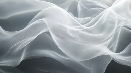 Obraz premium Ethereal Softness of White Fabric Draped in Flowing Waves with Gentle Light and Shadow Play
