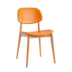 Stylish modern orange chair with wooden legs and ergonomic design
