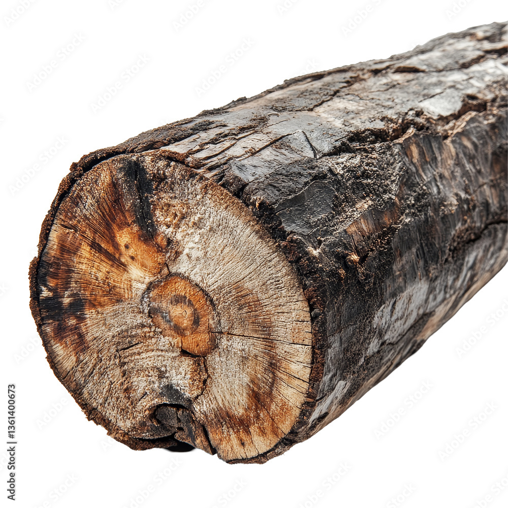 Poster natural log wood displayed on a transparent background emphasizing texture and organic elements, log
