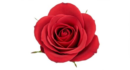 Single Dark Red Rose Close Up Macro Shot White Background