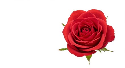 Single Red Rose Close Up on White Background
