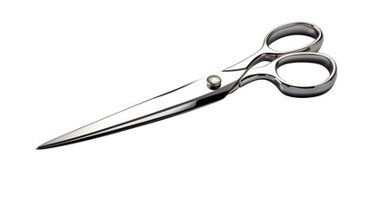 Obraz premium A pair of shiny metal scissors isolated against black background
