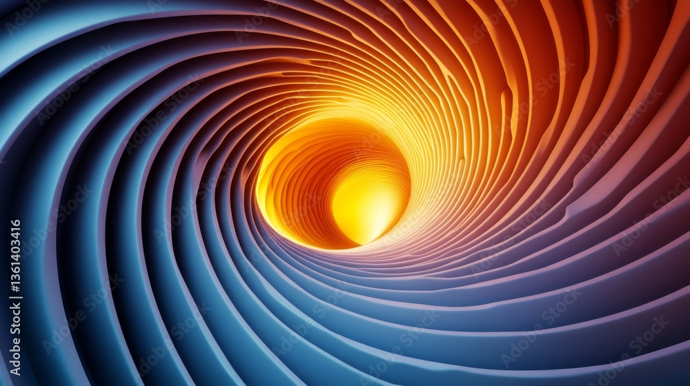 Aufkleber d render of dynamic color swirls forming a spiral, with soft shadows and glowing highlights