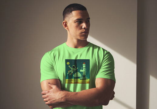 Man Wearing an Oversize Tshirt Mockup
