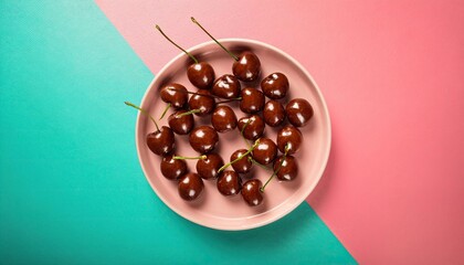 Chocolate covered cherries sweet indulgence isolated on the graphic pastel color background