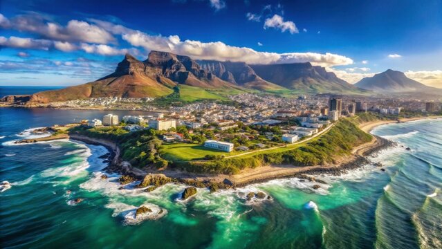 Scenic Aerial View of Cape Town from Robben Island