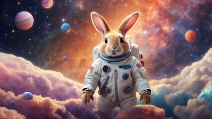 "A Youthful-Looking Rabbit in Warm Hues"