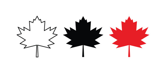 Maple leaf icon set vector illustration isolated on white background.