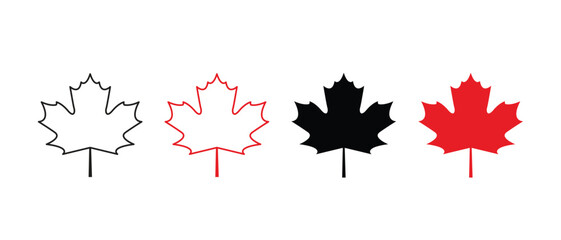 Maple leaf icon set vector illustration isolated on white background.