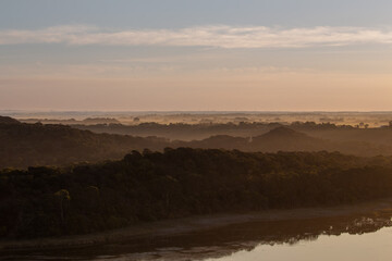 Sunset over Tower Hill Reserve and Lake.