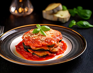 Delicious vegetarian lasagna recipe cozy kitchen food photography rustic atmosphere close-up