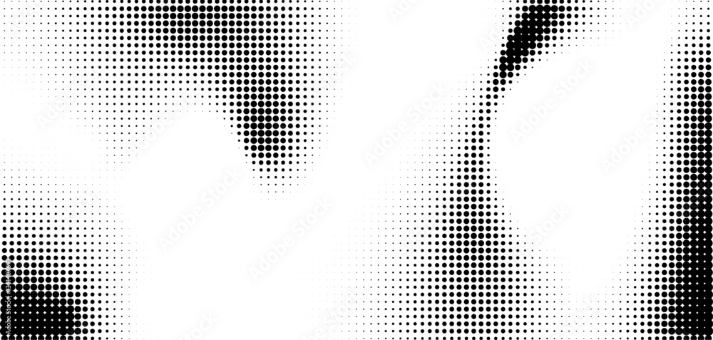 Fototapete Abstract grain dot wave pattern. Vector halftone faded gradient texture. Black sand noise stipple pointillism background with copy space	
