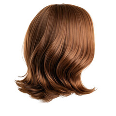 A woman's head showcasing long wavy hair cascading beautifully down her shoulders with a soft focus background white isolate background