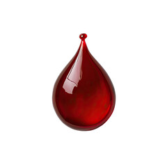 Fototapeta premium Crimson Liquid Droplet, Isolated on Black Background, Detailed Reflections, Shiny Texture