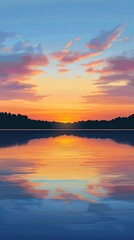 Obraz premium A beautiful sunset casts reflections upon the tranquil water surface