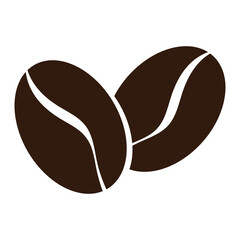 Vector illustration of an icon, a logo of brown coffee beans on a white background.