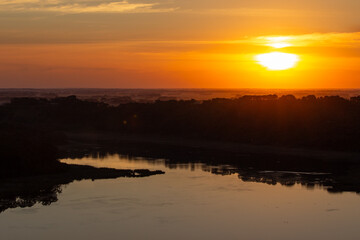 Sunset over Tower Hill Reserve and Lake.