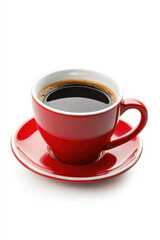 Obraz premium Red coffee or tea cup isolated on white, with clipping path