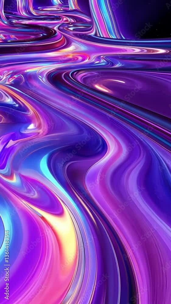Poster vibrant swirling patterns create an abstract landscape of color and light in a digital artwork