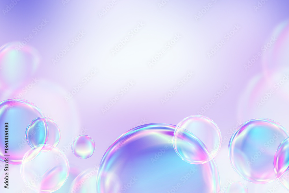 Poster abstract bokeh effect blurred background with geometric circle on gradient soft light pastel blue pu