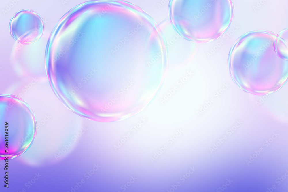 Poster abstract bokeh effect blurred background with geometric circle on gradient soft light pastel blue pu