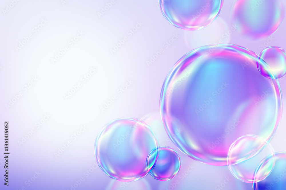 Poster abstract bokeh effect blurred background with geometric circle on gradient soft light pastel blue pu