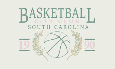 South Caroline athletic club graphic print design for t shirt. Basketball club vector t-shirt design.