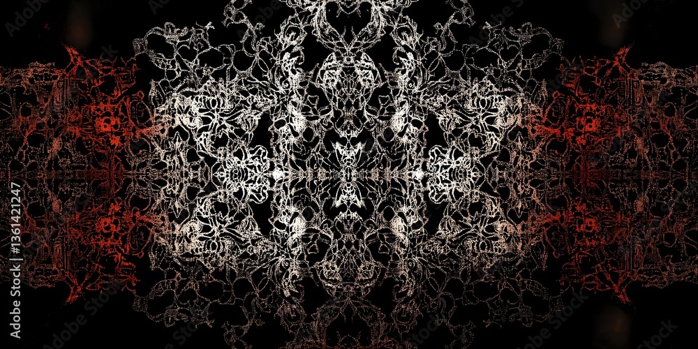 Aufkleber intricate abstract pattern featuring a blend of black, white, and red colors, suggesting depth and c