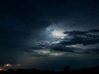Cloud storm sky dark rain lightning thunder stormy typhoon nature light scene rainy atmosphere...