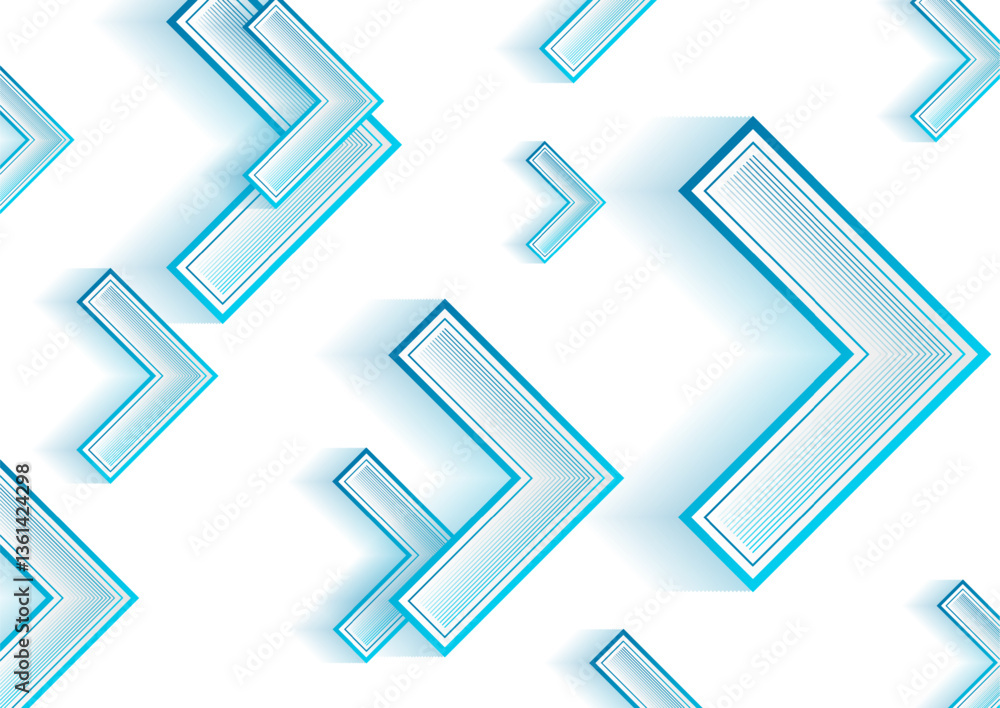 Poster abstract blue linear arrows geometric tech background. vector minimal design