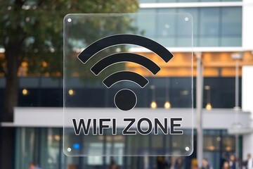 Transparent Acrylic WiFi Zone Sign for Public Areas
