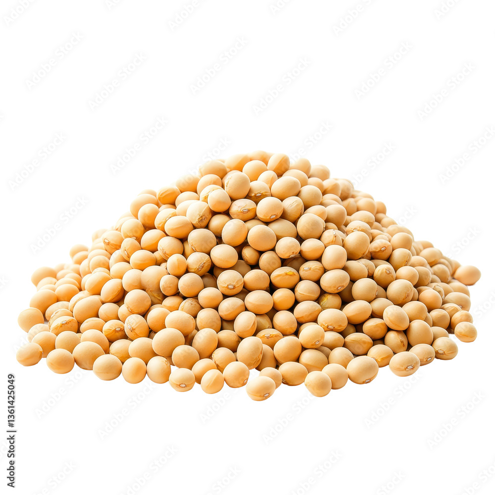 Poster heap of soybeans isolated against a transparent background showcasing their natural color and textur