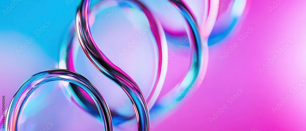 Poster glossy spirals intertwined in cyan and magenta hues abstract visual symphony of color and form