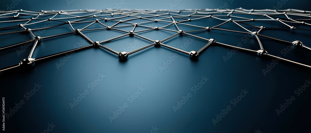 Aufkleber interconnected metallic network design on blue surface abstract modern backdrop visualization