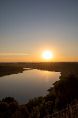 Sunset over Tower Hill Reserve and Lake.