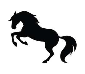 Striking silhouette of a prancing horse. isolated vector on white background.
