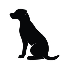 Silhouette of a sitting dog. isolated vector on white background.