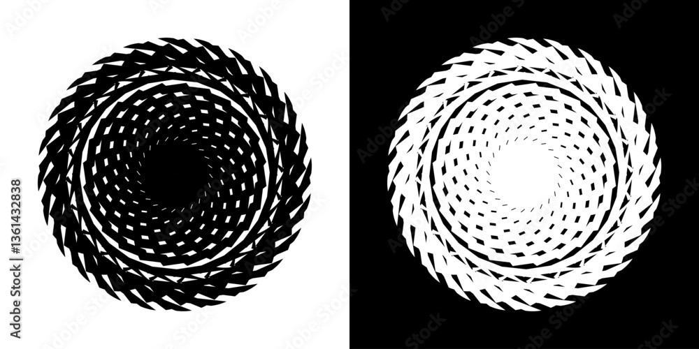 Fototapete abstract background with line pattern forming circle. spiral art design as logo or icon. black lines