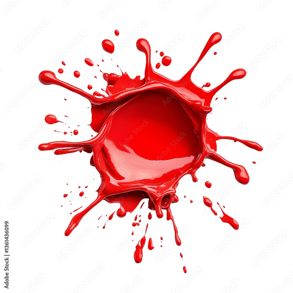 Poster vivid red paint splash isolated on a transparent background showcasing vibrant color and dynamic tex