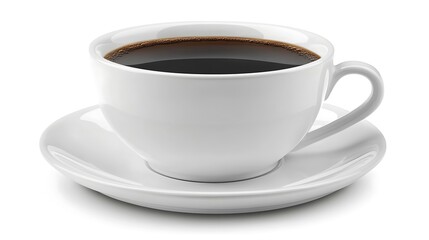 Fototapeta premium A full cup of black coffee on a saucer.